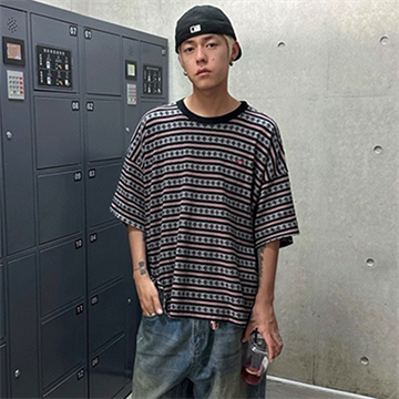 chrome hearts striped cross print short sleeve t-shirt